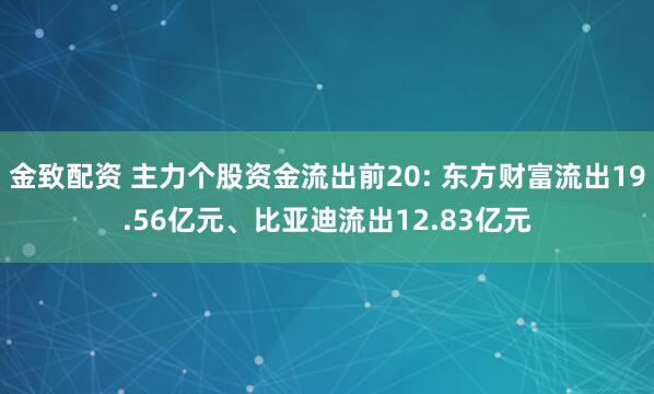 金致配资 主力个股资金流出前20: 东方财富流出19.56亿元、比亚迪流出12.83亿元